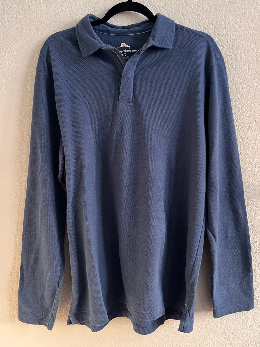 Tommy Bahama Men's Long Sleeve Polo Shirt - Blue. Large.